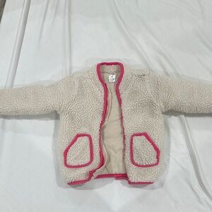 Carter's Cream Sherpa Jacket with Bright Pink Trim